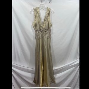 Long gold maxi dress for occasion